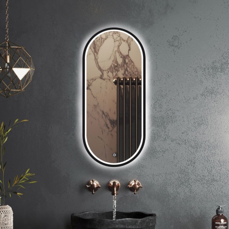 Зеркало RoxenBath Grown (45x100) в черной алюминиевой раме