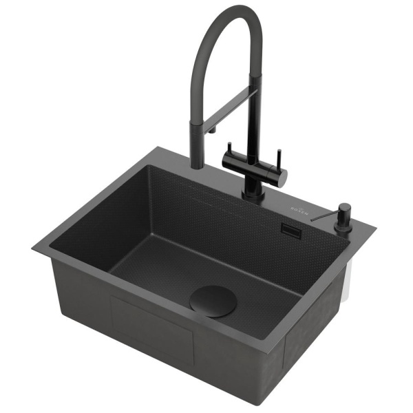 Кухонная мойка RoxenBath Snake 60 PVD графит (текстурное покрытие)