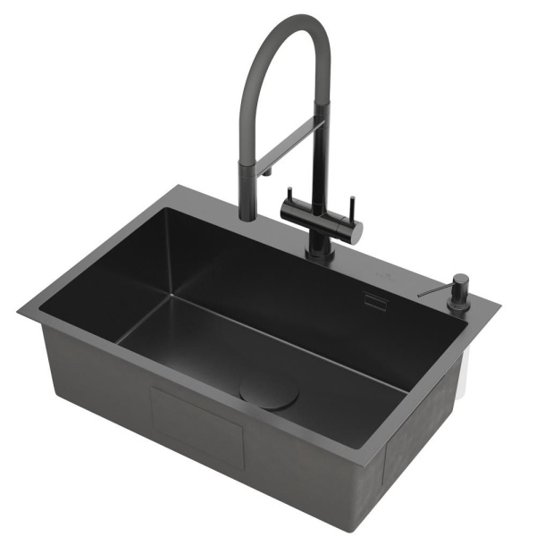 Кухонная мойка RoxenBath Simple 70 PVD (графит)
