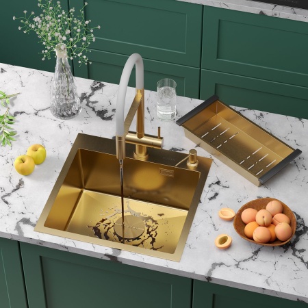 Кухонная мойка RoxenBath Simple 50 PVD золото текстурное покрытие