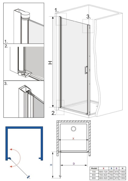 Душевая дверь RoxenBath Astra 580110-90B (90*195)