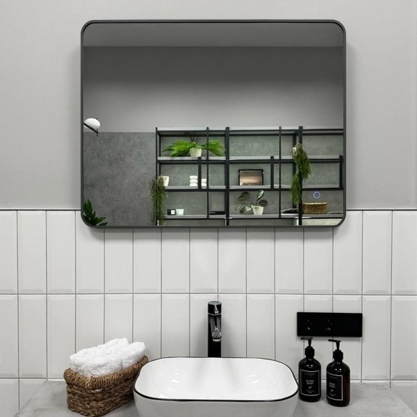 Зеркало RoxenBath Simon (80x70) в алюминиевой раме оружейная сталь