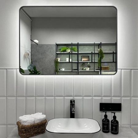 Зеркало RoxenBath Simon (90x70) в алюминиевой раме оружейная сталь