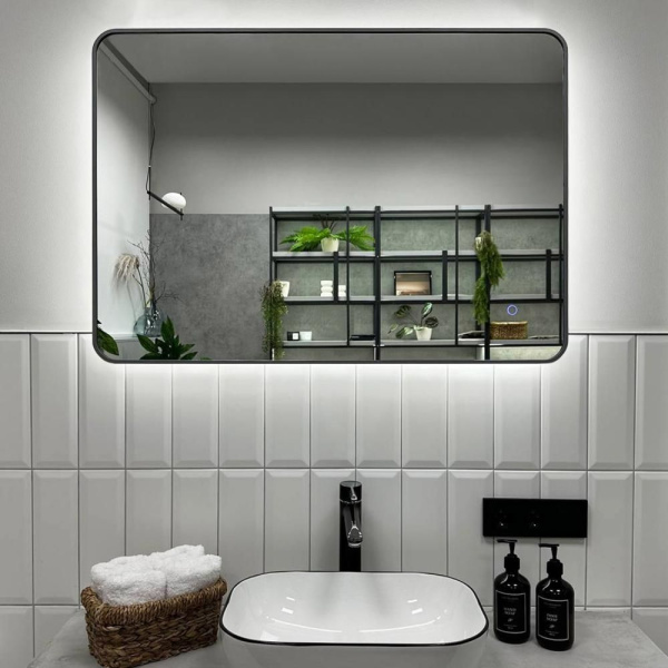 Зеркало RoxenBath Simon (90x70) в алюминиевой раме оружейная сталь