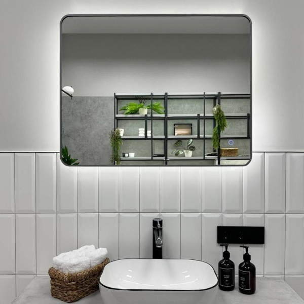 Зеркало RoxenBath Simon (80x70) в алюминиевой раме оружейная сталь