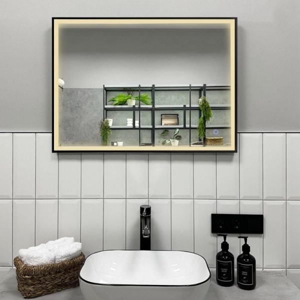 Зеркало RoxenBath Sigma (90x70) в черной алюминиевой раме