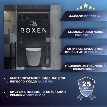Подвесной унитаз RoxenBath Antares Bidet Tornado 530185-01XT Rimless Soft Close с функцией биде