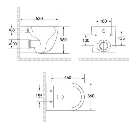 Подвесной унитаз RoxenBath Antares Tornado Long 530205-01-L Rimless Soft Close