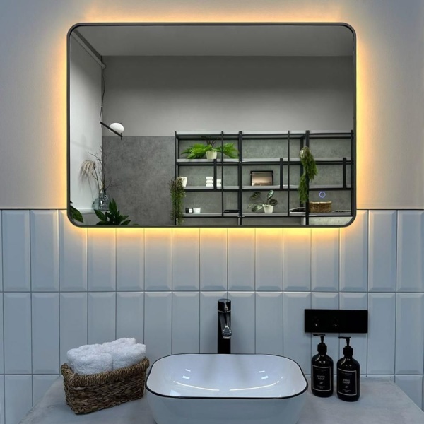 Зеркало RoxenBath Simon (90x70) в алюминиевой раме оружейная сталь