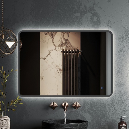 Зеркало RoxenBath Simon (90x70) в алюминиевой раме оружейная сталь