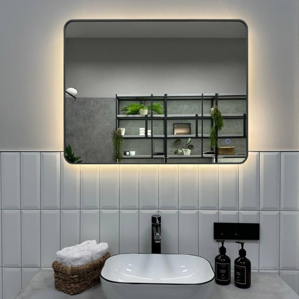 Зеркало RoxenBath Simon (80x70) в алюминиевой раме оружейная сталь