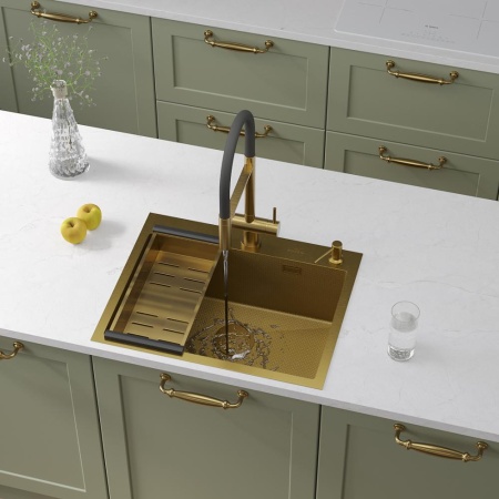 Кухонная мойка RoxenBath Snake 60 Gold (текстурное покрытие)