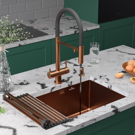 Кухонная мойка RoxenBath Uno 54 зернистая бронза под столешницу (текстурное покрытие)