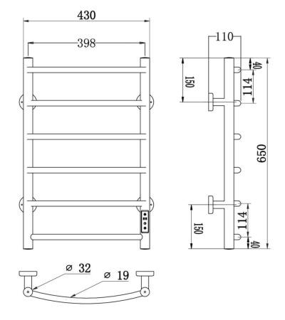 Полотенцесушитель RoxenBath Santi 11030-4365B электрический