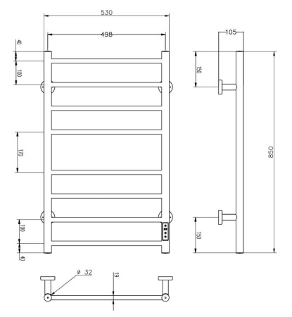 Полотенцесушитель RoxenBath Caspia 11070-5385C электрический