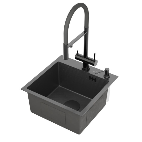 Кухонная мойка RoxenBath Snake 45 PVD графит (текстурное покрытие)