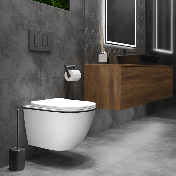 Подвесной унитаз RoxenBath Antares Black 530110-01B Rimless Soft Close