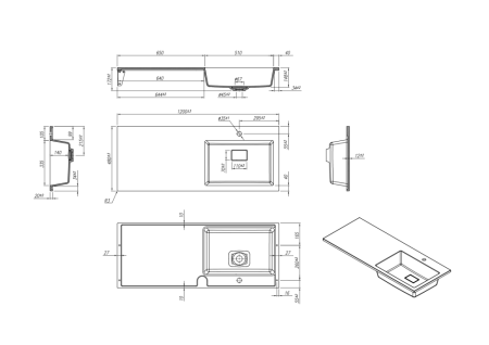 Умывальник RoxenBath Faber 120R gray 30010120R-DG
