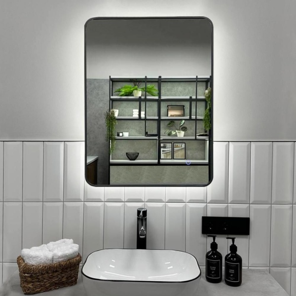 Зеркало RoxenBath Simon (50x70) в алюминиевой раме оружейная сталь