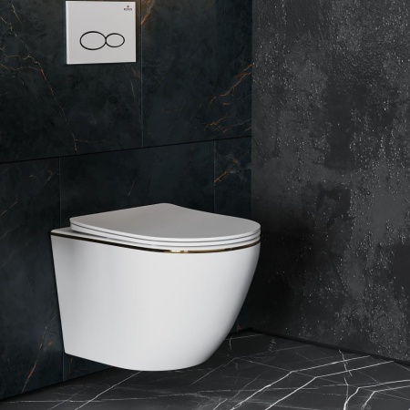 Подвесной унитаз RoxenBath Antares Gold 530110-01G Rimless Soft Close