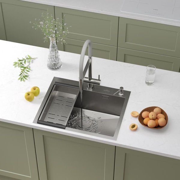 Кухонная мойка RoxenBath Simple 60 с коландером и дозатором