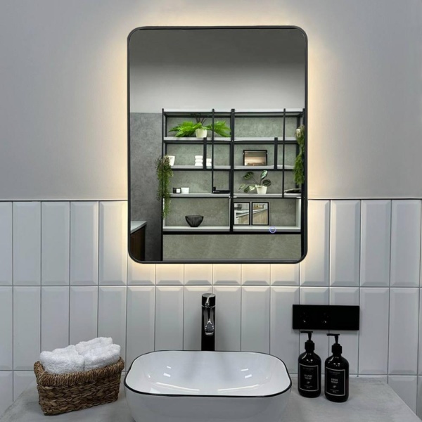 Зеркало RoxenBath Simon (50x70) в алюминиевой раме оружейная сталь