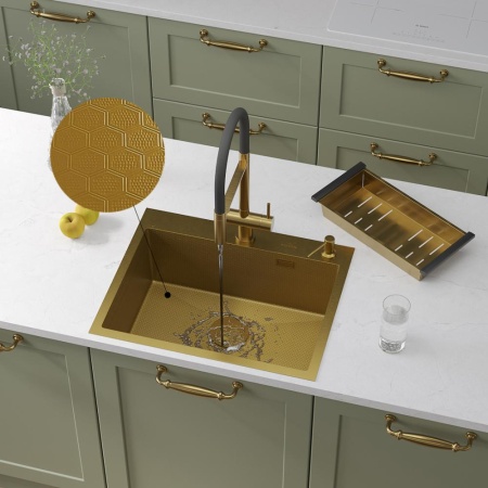 Кухонная мойка RoxenBath Snake 60 Gold (текстурное покрытие)